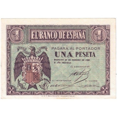 1938. 1 Pta Escudo febrero