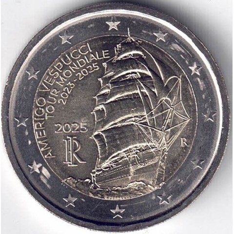 2025. 2 euros Italia. Vespucci