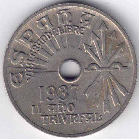 1937. 25 Centimos Franco