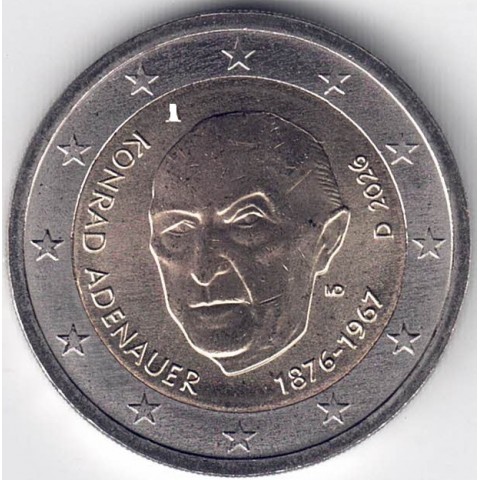 2026. 2 Euros Alemania. Konrad Adenauer