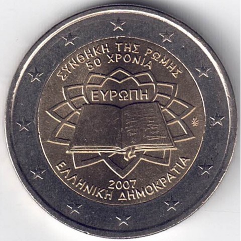 2007. 2 Euros Grecia "Tratado de Roma"