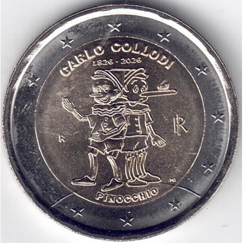 2026. 2 Euros Italia. Pinocho
