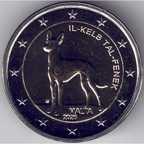 2026. 2 Euros Malta. Perro