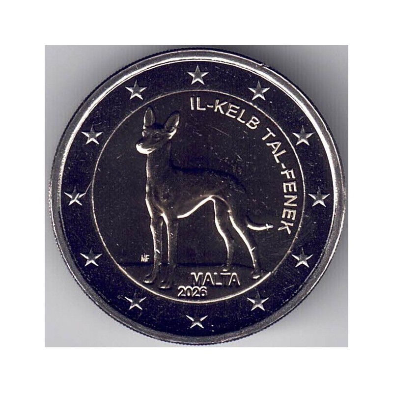 2026. 2 Euros Malta. Perro