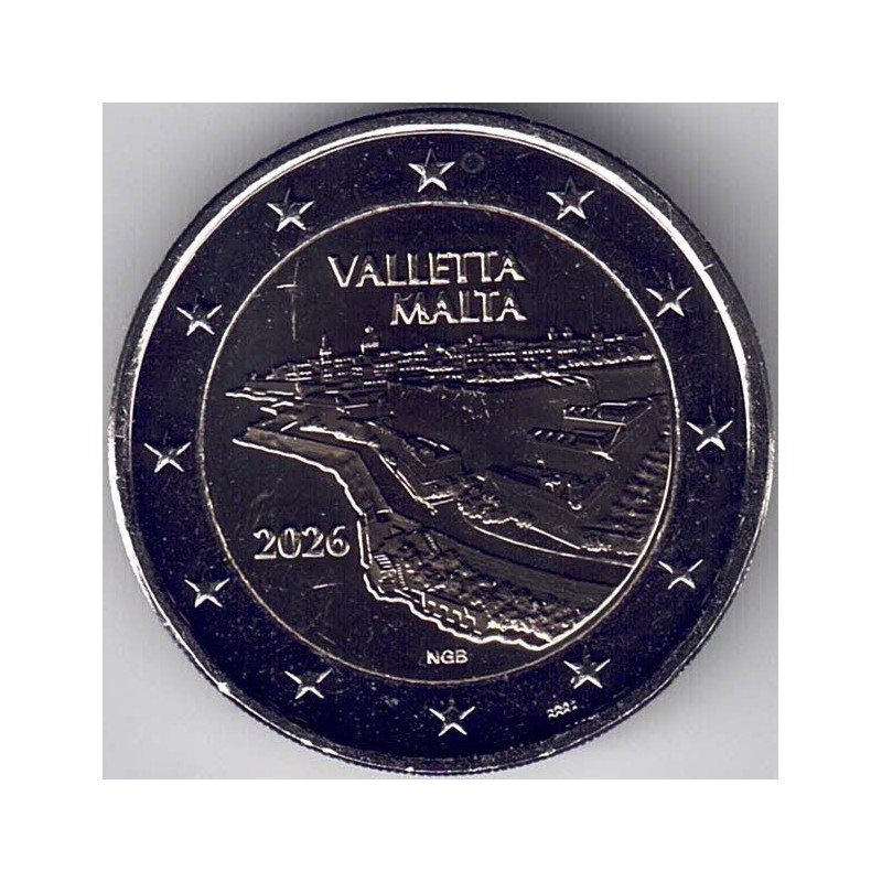 2026. 2 Euros Malta. La Valeta