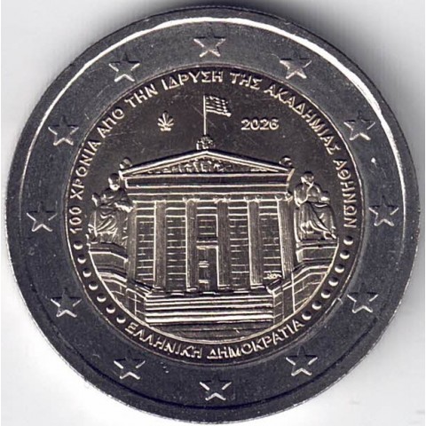 2026. 2 Euros Grecia. Academia Atenas