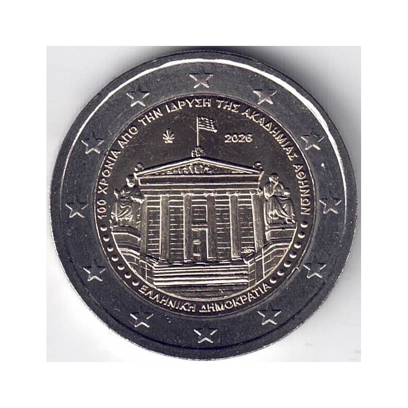 2026. 2 Euros Grecia. Academia Atenas