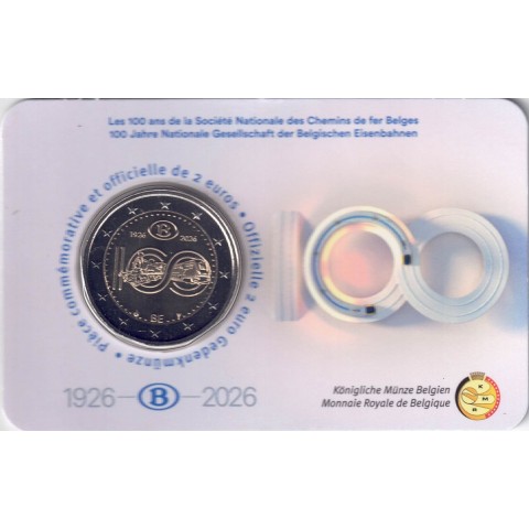 2026. 2 Euros Belgica. Ferrocarril