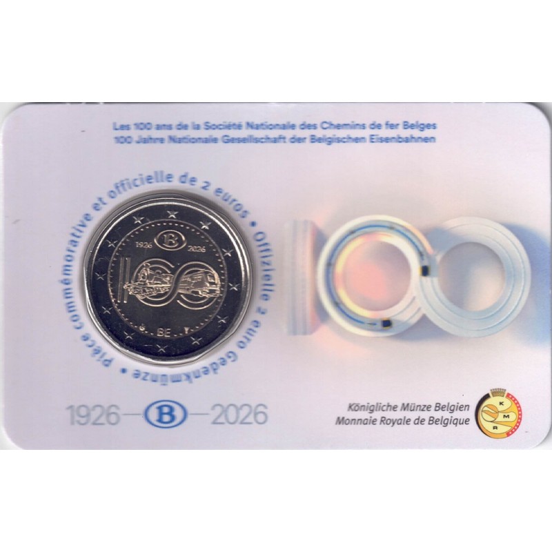 2026. 2 Euros Belgica. Ferrocarril