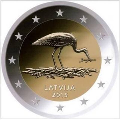 2015. 2 Euros Letonia "Cigüeña"