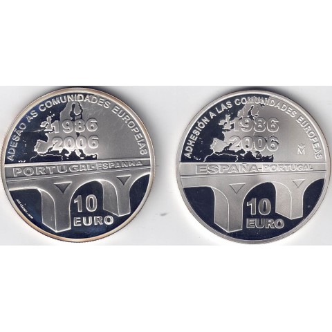 2006. XX Aniv. adhesión Portugal y España. Estuche conjunto