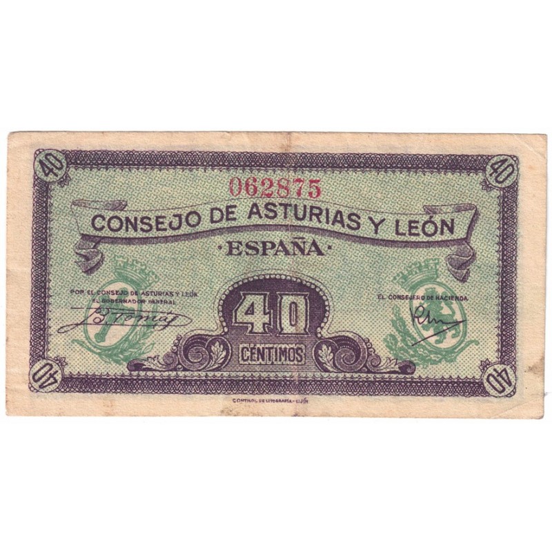 1936. 40 Céntimos Asturias y León
