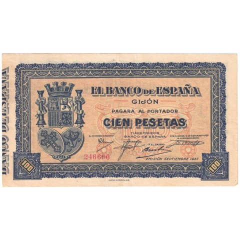 1937. 100 Ptas Banco España (Gijón)