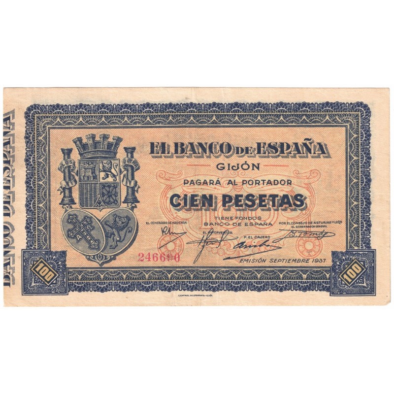1937. 100 Ptas Banco España (Gijón)