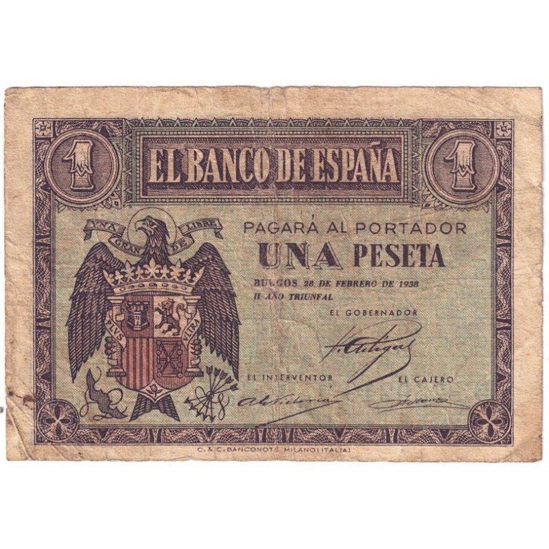 1938. 1 Pta Escudo febrero