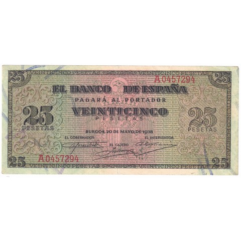 1938. 25 Ptas Burgos