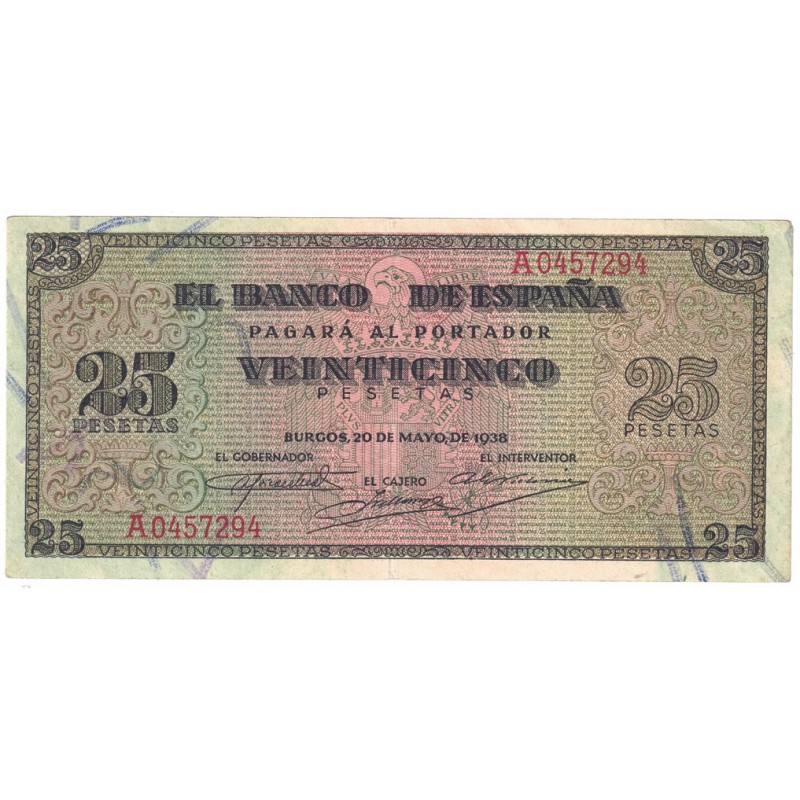 1938. 25 Ptas Burgos