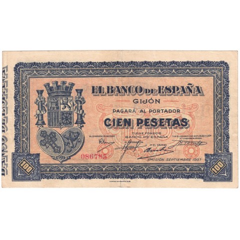 1937. 100 Ptas Banco España (Gijón)