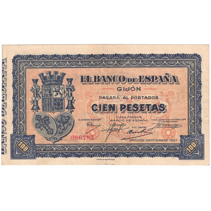 1937. 100 Ptas Banco España (Gijón)