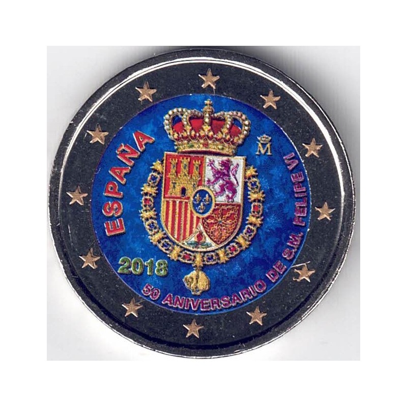 2018. 2 Euros España "50 Aniversario Rey" color