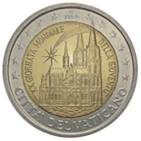 2005. 2 Euros Vaticano "Juventud"